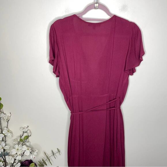 LULU'S Heart of Marigold Burgundy Wrap Maxi Dress Red Maroon Sz M {UU31} - Picture 4 of 8